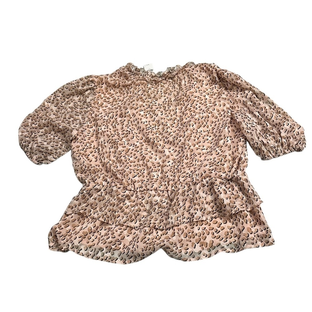Express Animal Print Ruffle Top - Picture 2 of 5